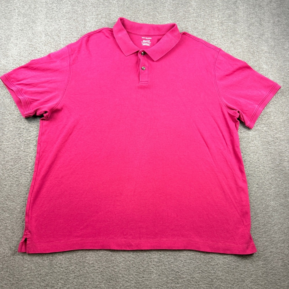 Van Heusen Men's XXL Classic Fit Polo‎ Shirt Pink Short Sleeve Cotton